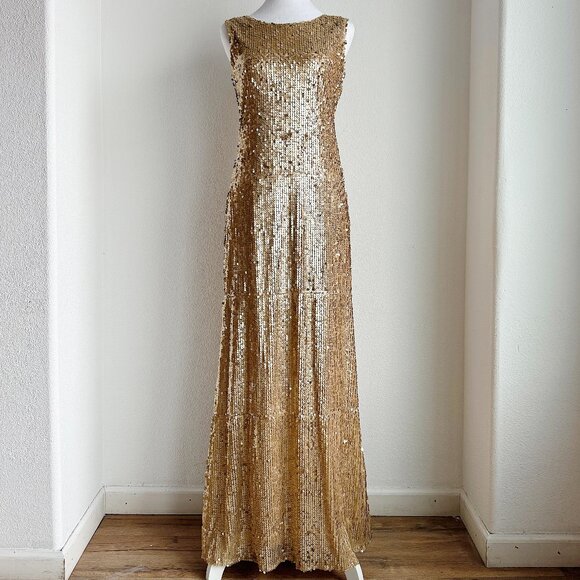 Dresses & Skirts - VINTAGE GOLD SEQUIN FLOOR LENGTH GOWN